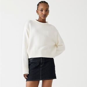 NWT J Crew Rollneck Sweater in Ivory Size XXS Oversized Crop Fit $98 BW072